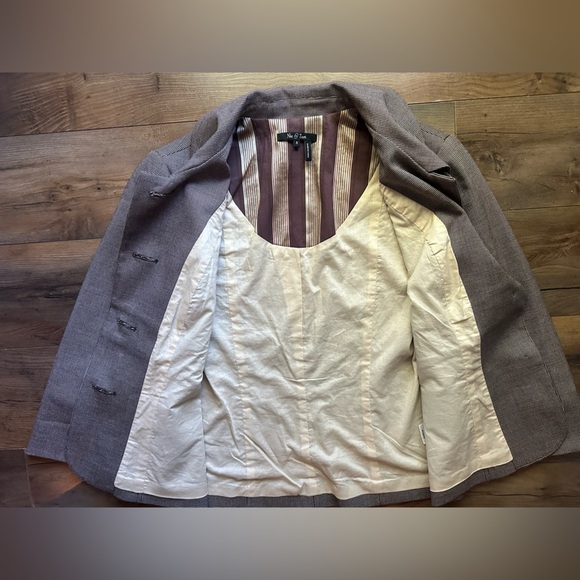 Nic + Zoe Micro Check Structured Jacket | Size 6 | Brown & Cream - Picture 9 of 13